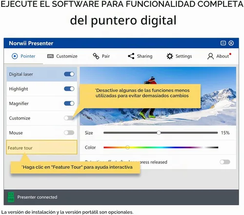 Vista 3 de Clicker de presentación N97s para presentaciones de PowerPoint con puntero digital
