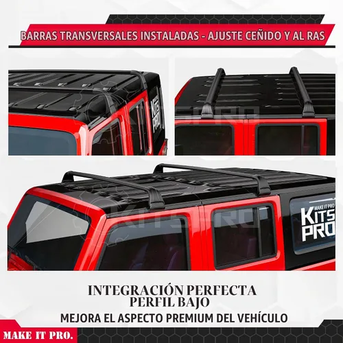 Vista 3 de KitsPro Barras transversales para portaequipajes de techo de 260 libras para Jeep Wrangler 2007-2026 y Gladiator 2020-2026 - Barras transversales