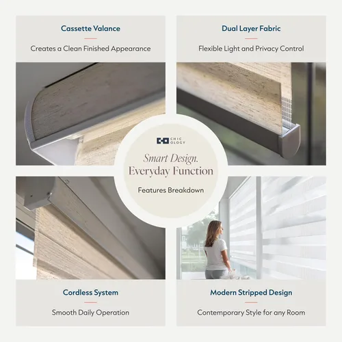 Vista 5 de CHICOLOGY - Persianas de cebra, persianas enrollables para ventanas, cortinas para ventanas, persianas enrollables para ventanas, persianas