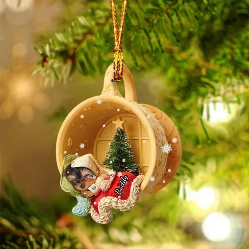 Vista 17 de Adornos de acrílico de encargo de la Navidad del nombre del perro, forma 2D personalizada para los amantes del perro Bulldog