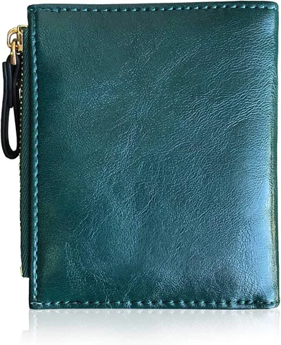 Vista 4 de AOXONEL Cartera pequeña plegable para mujer billetera compacta para mujer con cremallera para adolescentes niñas y niños Verde Classic