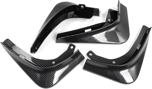Vista 2 de Tesla Model 3 - Juego de 4 guardabarros sin perforación, protectores contra salpicaduras color negro, para Tesla Model 3 2017-2023 (fibra de carbono)