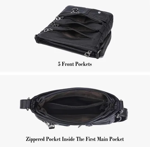 Vista 3 de MINICAT Bolsos cruzados para mujer, bolso cruzado con múltiples bolsillos, de cuero suave, bolso cruzado para mujer, bolsos de hombro pequeños