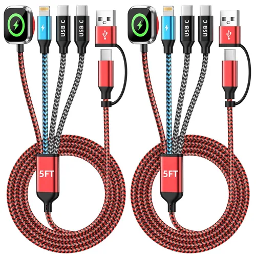 Vista 35 de Cruise Essentials 2026, doble tipo C 4 en 2 cable de carga múltiple para iPhone Watch Charger/iPhone 17/IP, cargador iWatch, artículos esenciales