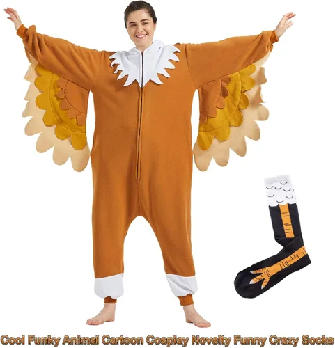 Vista 4 de Disfraz de Mothman para Halloween, pijama de una pieza para adultos, cosplay, animal, pijama de Navidad para mujeres y hombres