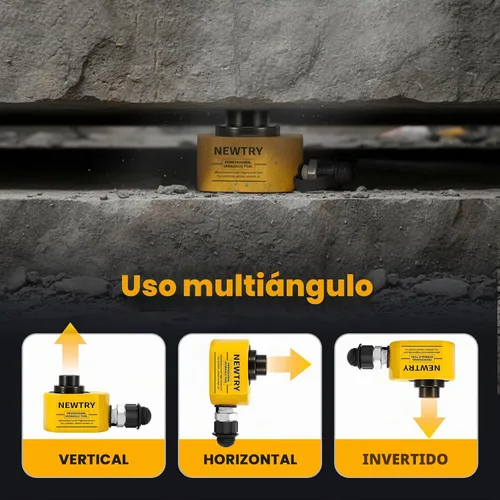 Vista 6 de NEWTRY 10T Low Profile Hydraulic Ram Jack, 1" Stroke Multi-Section Compacto para espacios reducidos, elevación portátil para maquinaria, puentes