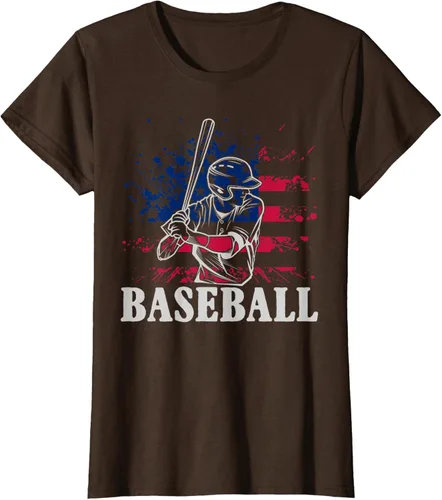 Vista 20 de Camiseta de béisbol deportiva estadounidense con bandera estadounidense, Negro, S