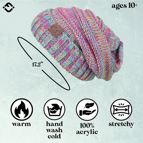 Vista 190 de Funky Junque Gorro de moda de punto trenzado de talla extragrande, grueso, abrigado, suave y holgado