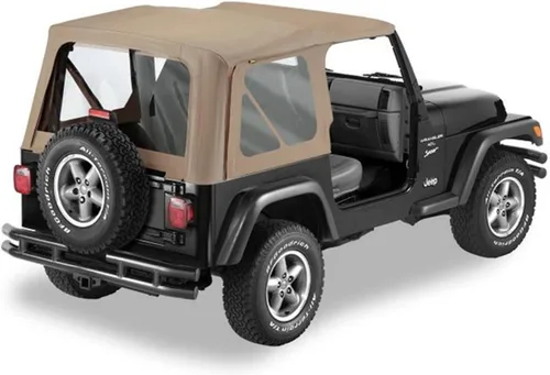 Vista 3 de Bestop 5112715 Denim negro Reemplaza-A-Top para hardware OEM - Jeep 1997-2002 Wrangler Fits Jeep Wrangler TJ, 1997-2002, Black Denim, Clear