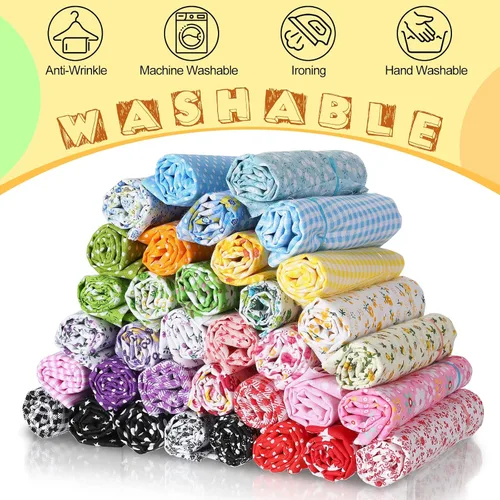 Vista 4 de Macarrie 35 piezas de tela de retazos de tela 100% algodón para coser acolchados, paquetes de cuadrados estampados florales, suministros de costura