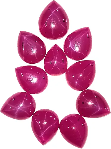 Vista 5 de GEMHUB Cabujón pera 6 Rays Star Ruby 20 Ct Set de 10 piezas de piedras preciosas sueltas, Gema, Rubí estrella africana
