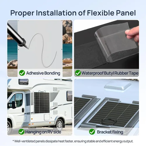 Vista 5 de ECO-WORTHY 2 paneles solares flexibles de 130 vatios (260 W) 12BB, 23.5% de alta eficiencia, impermeable, monocristalino, ligero, panel solar