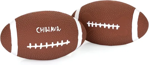 Vista 4 de CHIWAVA Paquete de 2 pelotas de juguete de látex chirriante de 6 pulgadas para perros de fútbol rugbys para perros medianos y grandes