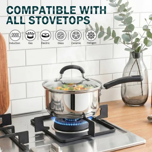 Vista 3 de Sartén para saltear con tapa Cook N Home, de acero inoxidable 10", Plateado