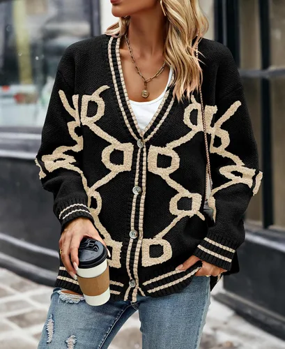 Vista 7 de PRETTYGARDEN Cárdigan de punto grueso para mujer, suéteres casuales con botones en la parte delantera abierta, abrigos de invierno para exteriores