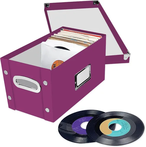 Vista 13 de Snap-N-Store Caja de almacenamiento de discos de vinilo - 12" - 1 paquete - Caja que contiene hasta 75 álbumes de vinilo - Púrpura