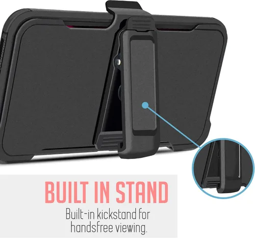 Vista 8 de Funda para T-Mobile Revvl 6 Pro 5G, funda para teléfono con protector de pantalla integrado, clip giratorio para cinturón, protección de cuerpo
