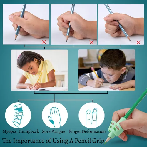Vista 2 de Empuñaduras para lápices, empuñaduras de lápiz para escritura a mano para niños, juego de agarre de escritura para niños, herramienta de corrección