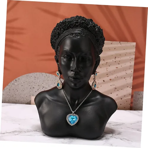 Vista 8 de Cabilock Adorno de joyería de retrato, joyería para mujer, aretes, organizador de joyas para mujer, collar, organizador de joyas, estatua africana