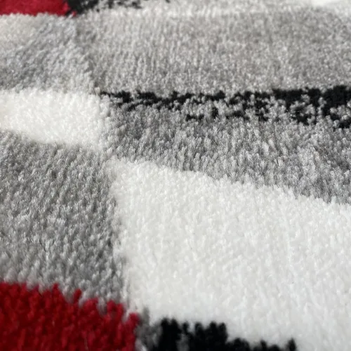 Vista 2 de 2305 Alfombra abstracta moderna roja, negra, y beige, Polipropileno, Gris
