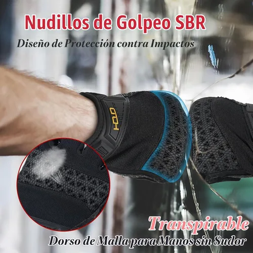 Vista 3 de HANDLANDY Guantes de trabajo para hombre, pantalla táctil, guantes de mecánico, ajuste flexible y transpirable, nudillos y palma acolchados Negro