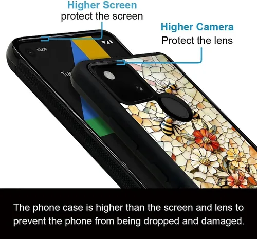 Vista 3 de Compatible con Google Pixel 4A 5G Mobile Case Creative Acrylic Back Panel Silicona Edge Case Slim Protección Especialmente para Google Pixel 4A 5G