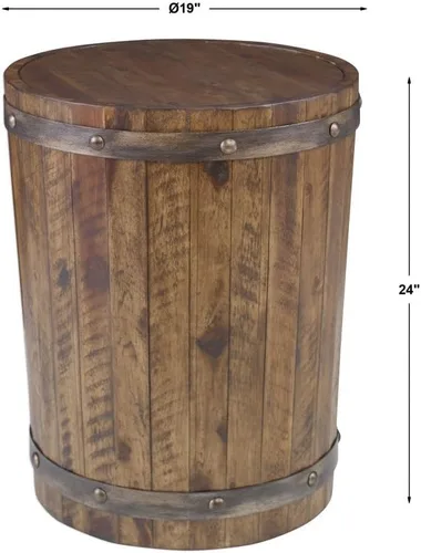 Vista 3 de Uttermost Ceilán - Mesa decorativa de barril de vino de 24 pulgadas