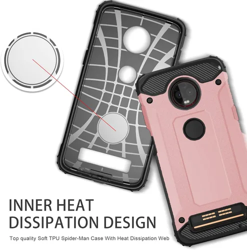 Vista 3 de Asuwish Funda protectora para Moto Z3 / Z3 Play con protector de pantalla de vidrio templado y delgada y resistente híbrida de doble capa
