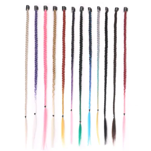 Vista 13 de Extensiones de cabello trenzado, 5 piezas de trenzas de bebé con fleco frontal, cabello largo trenzado, cabello natural suave para mujeres, uso