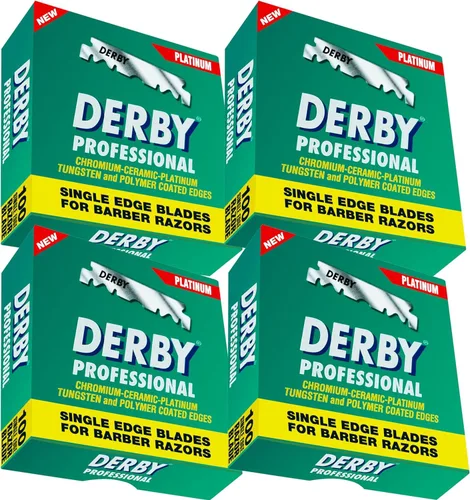 Vista 4 de 400 cuchillas de afeitar profesionales Derby de un solo filo para maquinilla de afeitar recta (cuatrocientas piezas)