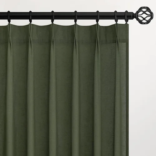 Vista 34 de Topfinel 2 paneles de cortinas plisadas de lino beige y blanco de 63 pulgadas de largo, para dormitorio y sala de estar, cortinas semitransparentes