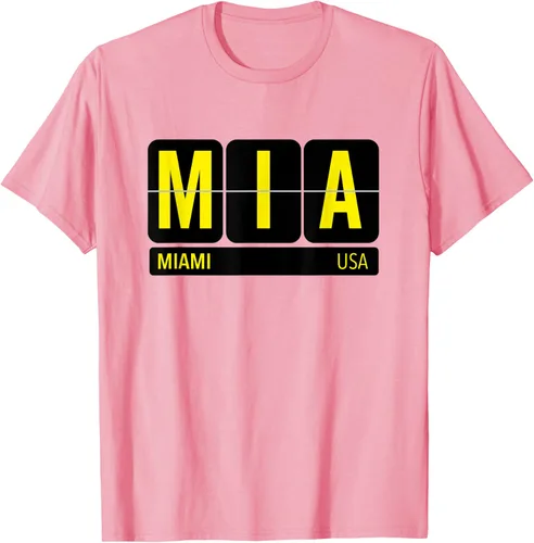 Vista 18 de MIA Miami Florida USA Travel Souvenir Yellow Text Camiseta, Blanco
