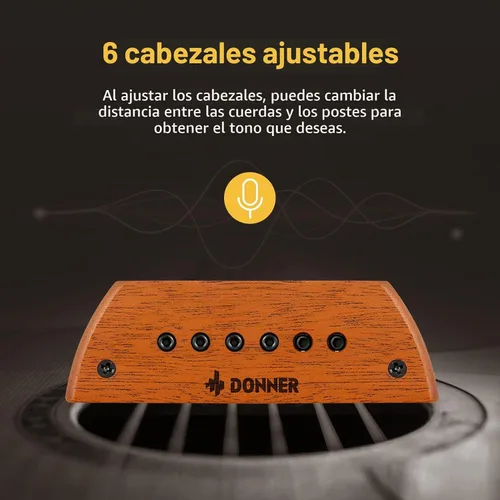 Vista 5 de Donner Pastilla de guitarra acústica, pastillas de guitarra, pastilla activa de caoba con cabezales ajustables Humbucker