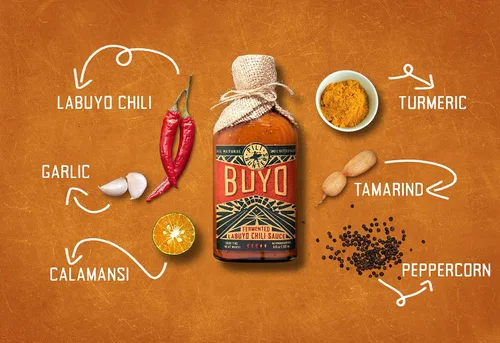 Vista 6 de Pili Hunters Buyo - Salsa picante de chile fermentado filipino (8.8 onzas) - Siling Labuyo salsa fermentada en barril de lotes pequeños, keto