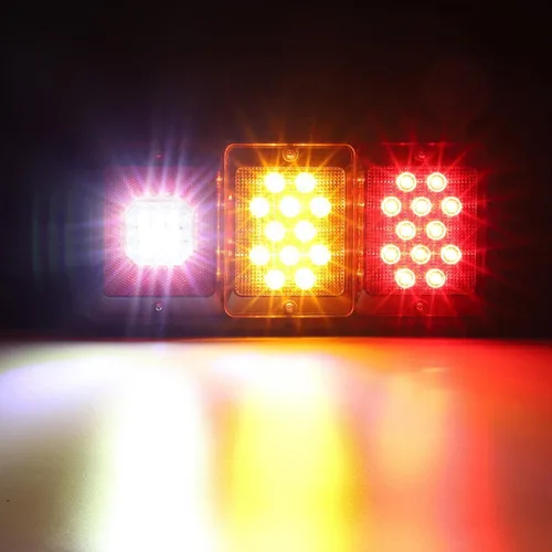 Vista 3 de Partsam 2x luces LED triples traseras 45 LEDs, rectangulares, montaje vertical u horizontal, luces LED para remolque, camión, cámper, RV, luz