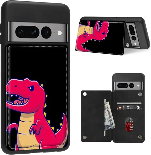 Vista 25 de Funda para Google Pixel 7 Pro con ranura para tarjetero, funda de piel sintética, doble cierre magnético y cubierta duradera de TPU a prueba