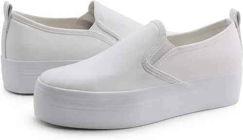 Vista 5 de JABASIC Mocasines de plataforma sin cordones para mujer zapatos casuales cómodos