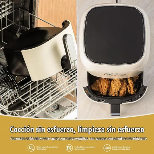 Vista 6 de Charmi - Freidora de aire de 5 cuartos de galón – Hermoso diseño retro, aspecto elegante de encimera, apagado automático seguro, pantalla táctil