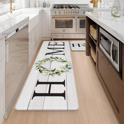 Vista 23 de KIMODE - Alfombra de cocina antifatiga para el piso, de 17.3 x 29 pulgadas, alfombra de cocina de estilo rústico, antideslizante, acolchada