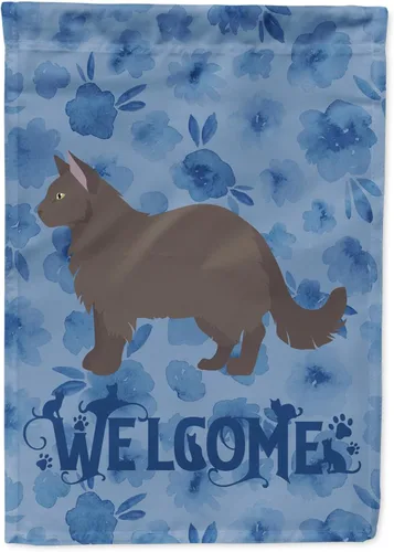 Vista 348 de Caroline's Treasures CK4813CHF - Bandera de bienvenida con gato abisinio azul, manga grande, para porche, para colgar en la pared, poliéster