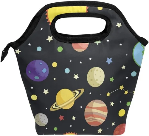 Vista 7 de senya Bolsa de almuerzo con estampado de erizo de neopreno, reutilizable, aislada, impermeable, para la escuela, picnic, transportar, gourmet