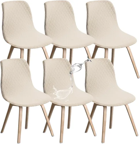 Vista 19 de Juego de 2 fundas de jacquard para silla, elásticas, impermeables, escandinavas, para sillas de comedor, lavables, modernas, fundas de asiento