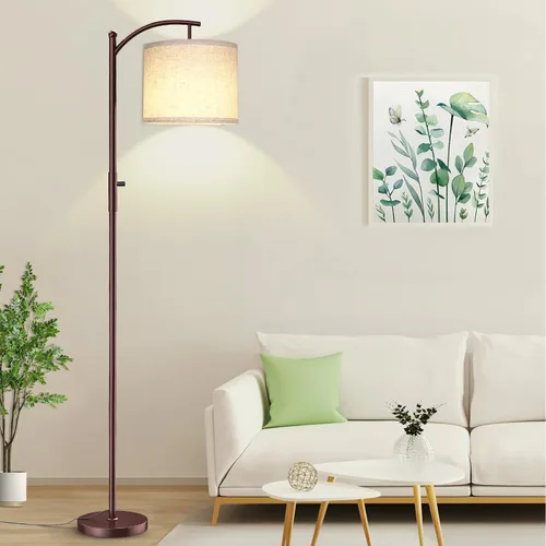 Vista 12 de ROTTOGOON Lámpara de pie regulable, lámparas de pie de arco para sala de estar, lámpara de pie moderna de atenuación continua con pantalla de lino