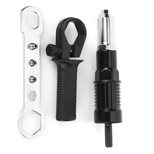 Vista 9 de Adaptador de pistolas de remache eléctricas, juego de cabeza de pistolas remachadoras inalámbricas, herramienta de taladro de alta dureza, accesorio