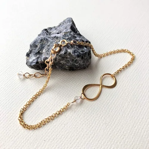 Vista 156 de Pulsera con dije de infinito con piedra natal, joyería hecha a mano, regalo para ella