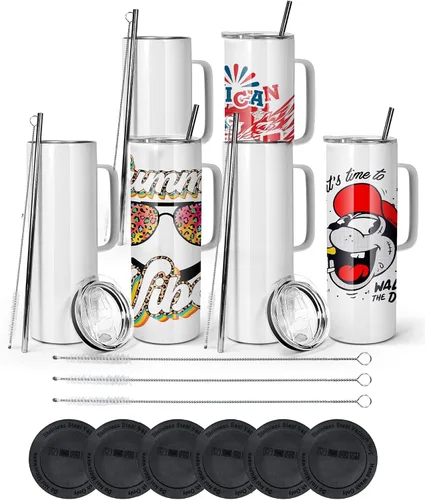Vista 13 de AGH Taza de café de sublimación de 12 onzas con asa, paquete de 25 vasos de sublimación de acero inoxidable con asa, taza aislada al vacío con tapas