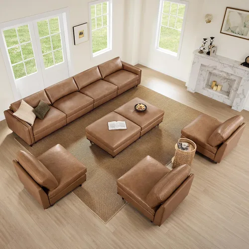 Vista 6 de CHITA 118" Sofá Modular Seccional Convertible de Lujo Super Grande en Forma de L, Sofá Moderno Relleno de Plumón Certificado FSC, Sofá de Nube