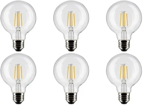 Vista 2 de Satco Bombillas LED G25 de 6 W, 3000 K blanco suave, 500 lúmenes, base media E26, regulable, ubicación húmeda, paquete de 6