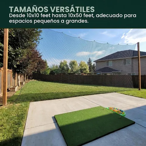 Vista 2 de Red deportiva, red de práctica de golf con cuerda de nailon de 33 pies, también para béisbol, hockey, fútbol, LAX y más, 10 x 10 x 15 pies, 10 x 20