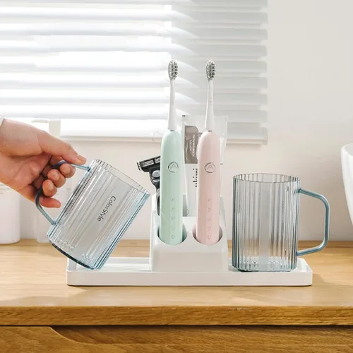 Vista 7 de Soporte para cepillo de dientes eléctrico para baño, organizador de cepillo de dientes eléctrico para encimera, organizador de baño, soporte